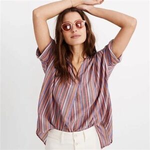 Madewell • Courier Button-Back Rainbow Stripe Top